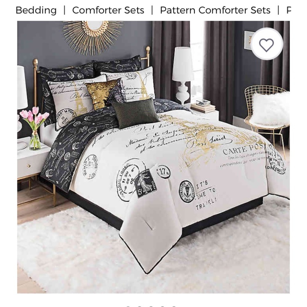Paris themed queen size bed comforter